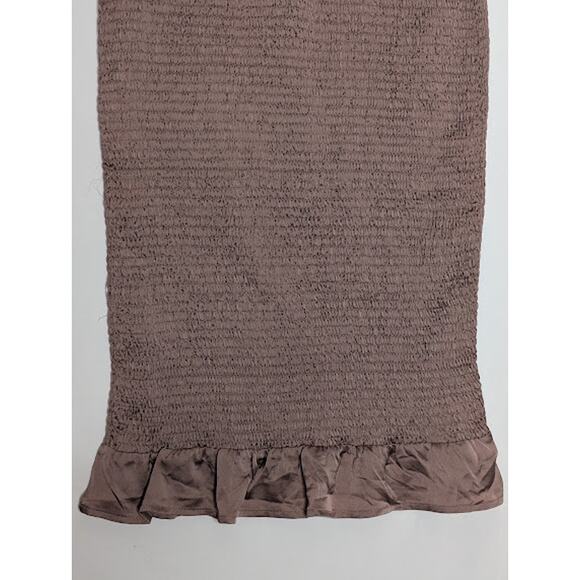 BLUSH BJ Emerson Bodycon Midi Dress Mocha Size Large Glam Flirty Fairycore - Picture 3 of 8